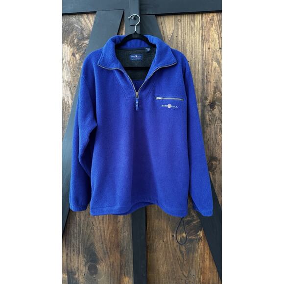 GANT USA The Rugger Fleece Men’s 1/4 Zip Fleece Jacket w/ Pockets Size L Blue - Picture 1 of 9